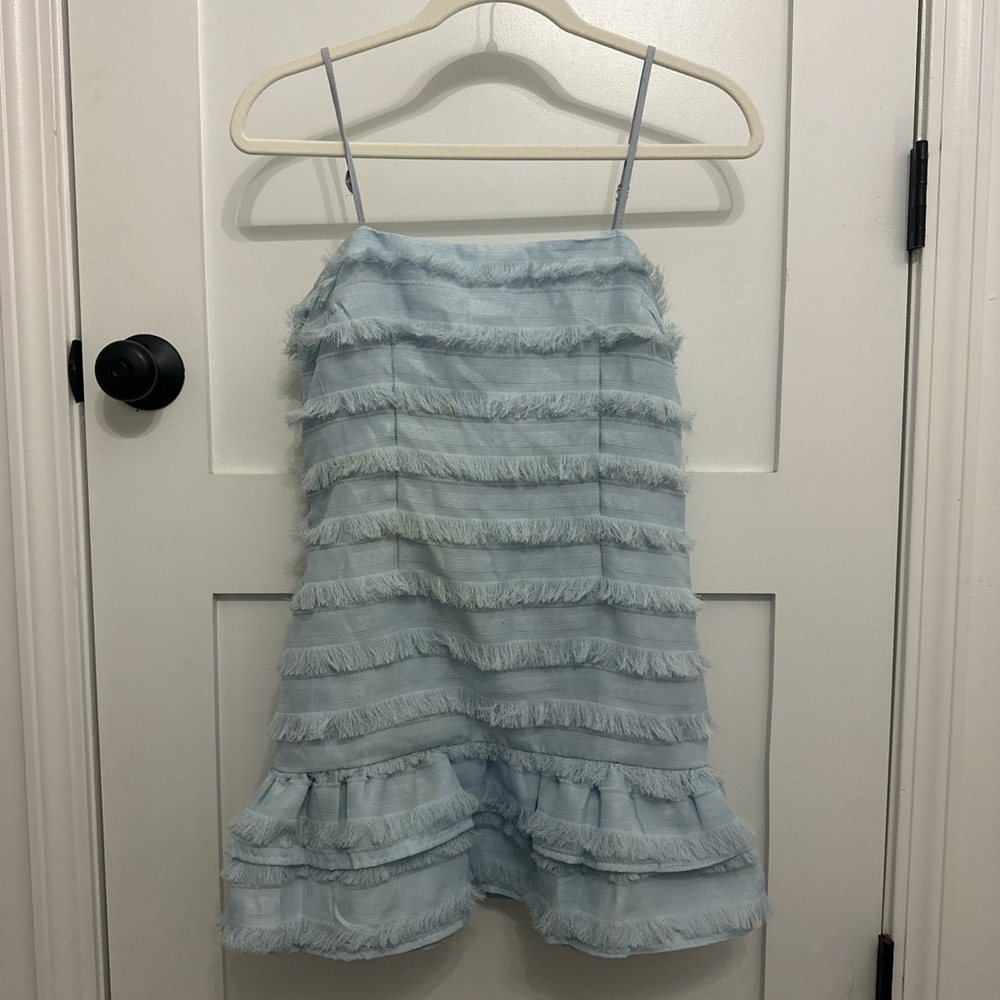 Princess Polly Light Blue Fringe Mini Dress